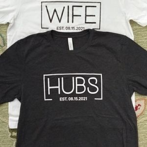 Wife and Hubs Tee Shirts NWOT